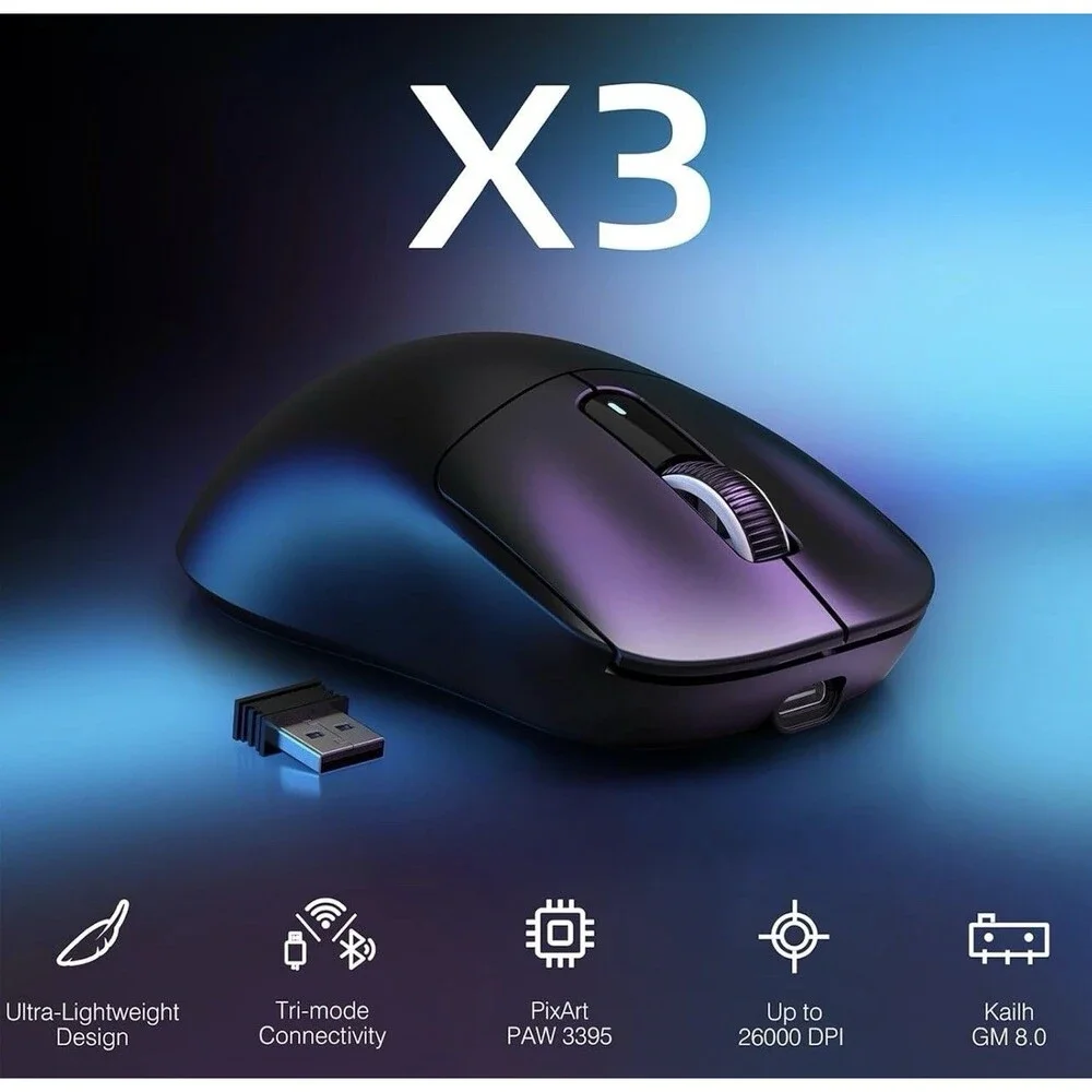 ATTACK SHARK X3 Lightweight Wireless Gaming Mouse with Tri-Mode